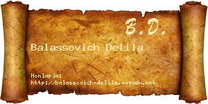 Balassovich Delila névjegykártya